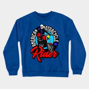 American motorcycle rider, skull motor rider, Crewneck Sweatshirt